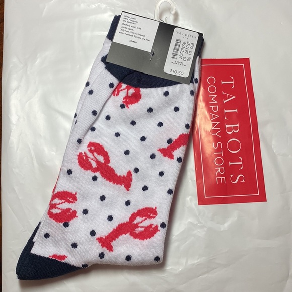 🦞TALBOTS One-Size Trouser Socks,🦞Lobster Design, NWT - Picture 7 of 7